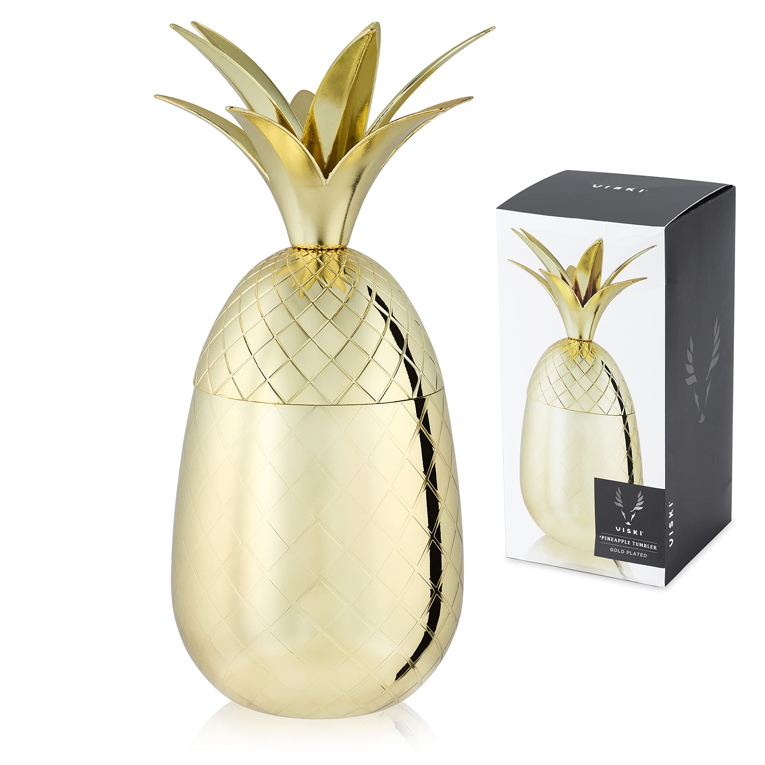 Viski Gold Pineapple Tumbler with Lid