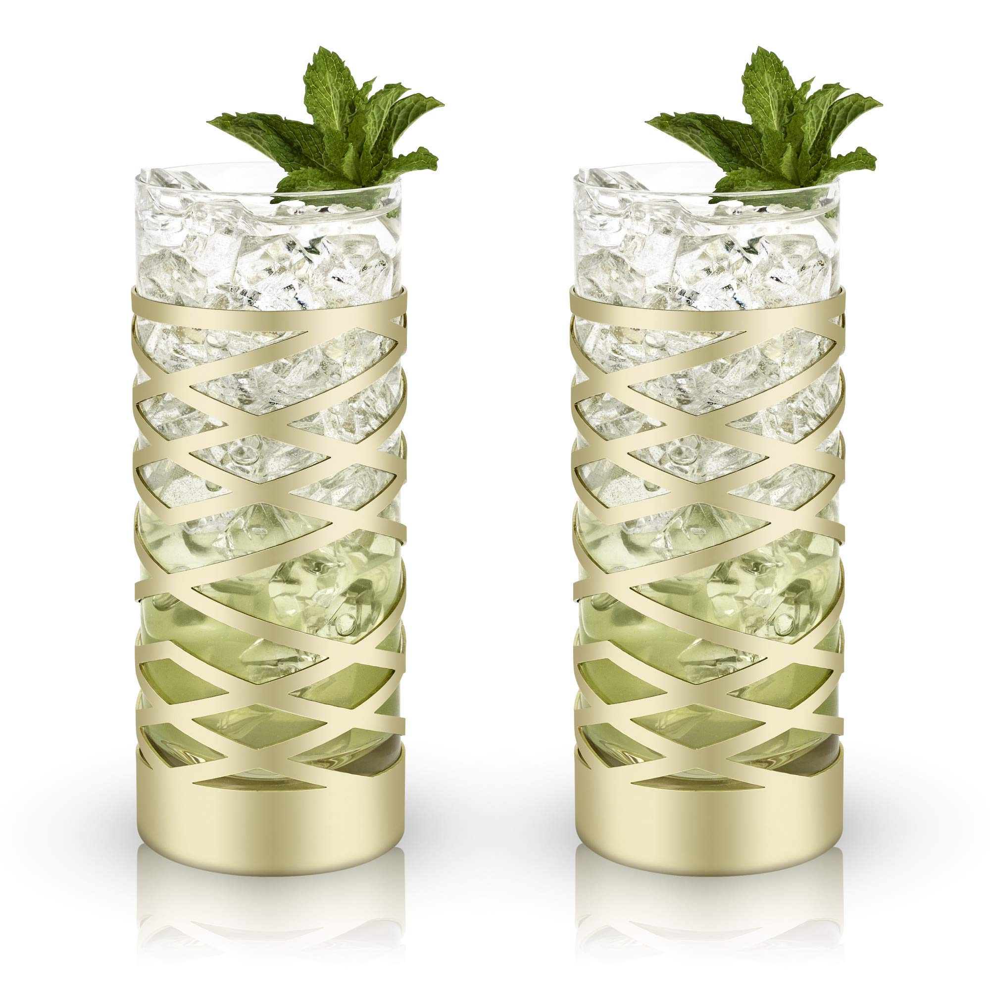 Viski Pacific Gold & Crystal Highball Tumblers Set of 2