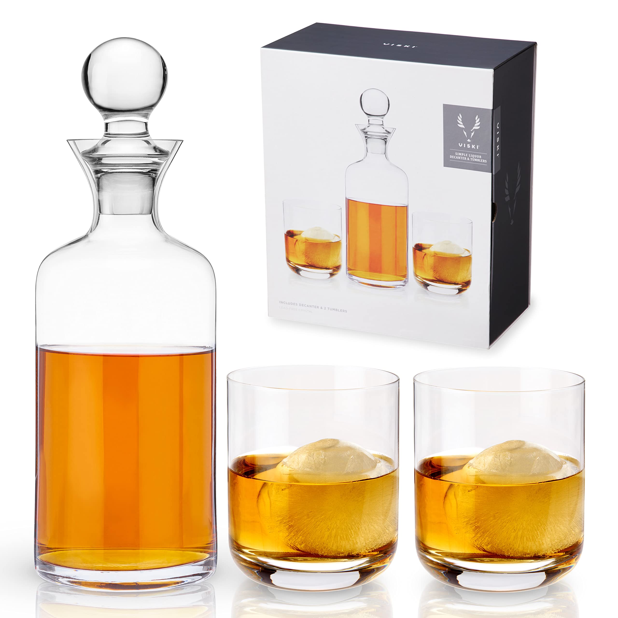Viski Modernl 3-Piece Whiskey Decanter Set with Glasses