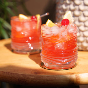 Viski Pacific Tiki Glasses Stackable Lowball DOF Tumblers Set of 2