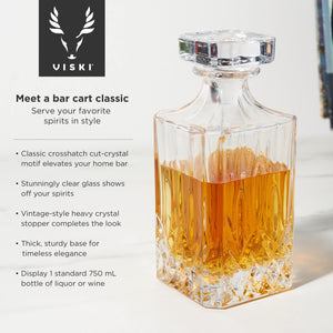 Viski Admiral 3-Piece Whiskey Decanter Set with Glasses