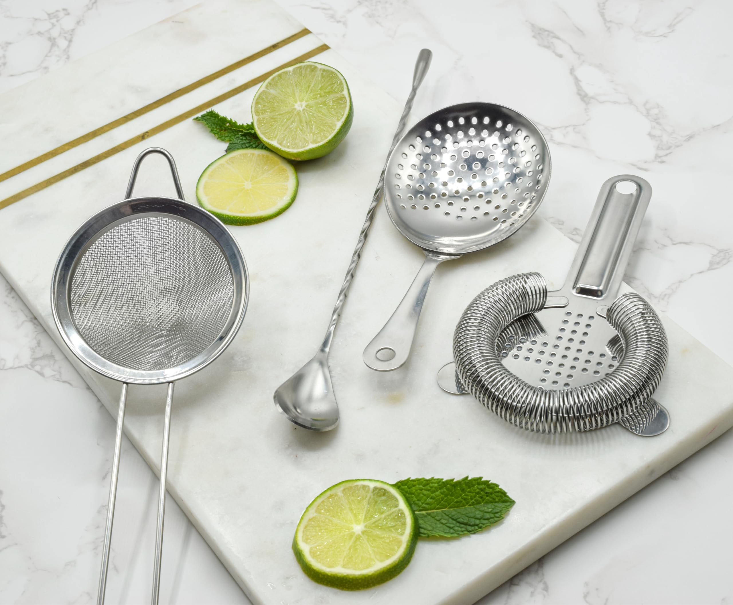 TheBarsentials Cocktail Strainer Set Stainless Steel Bar Tools with Stirring Spoon