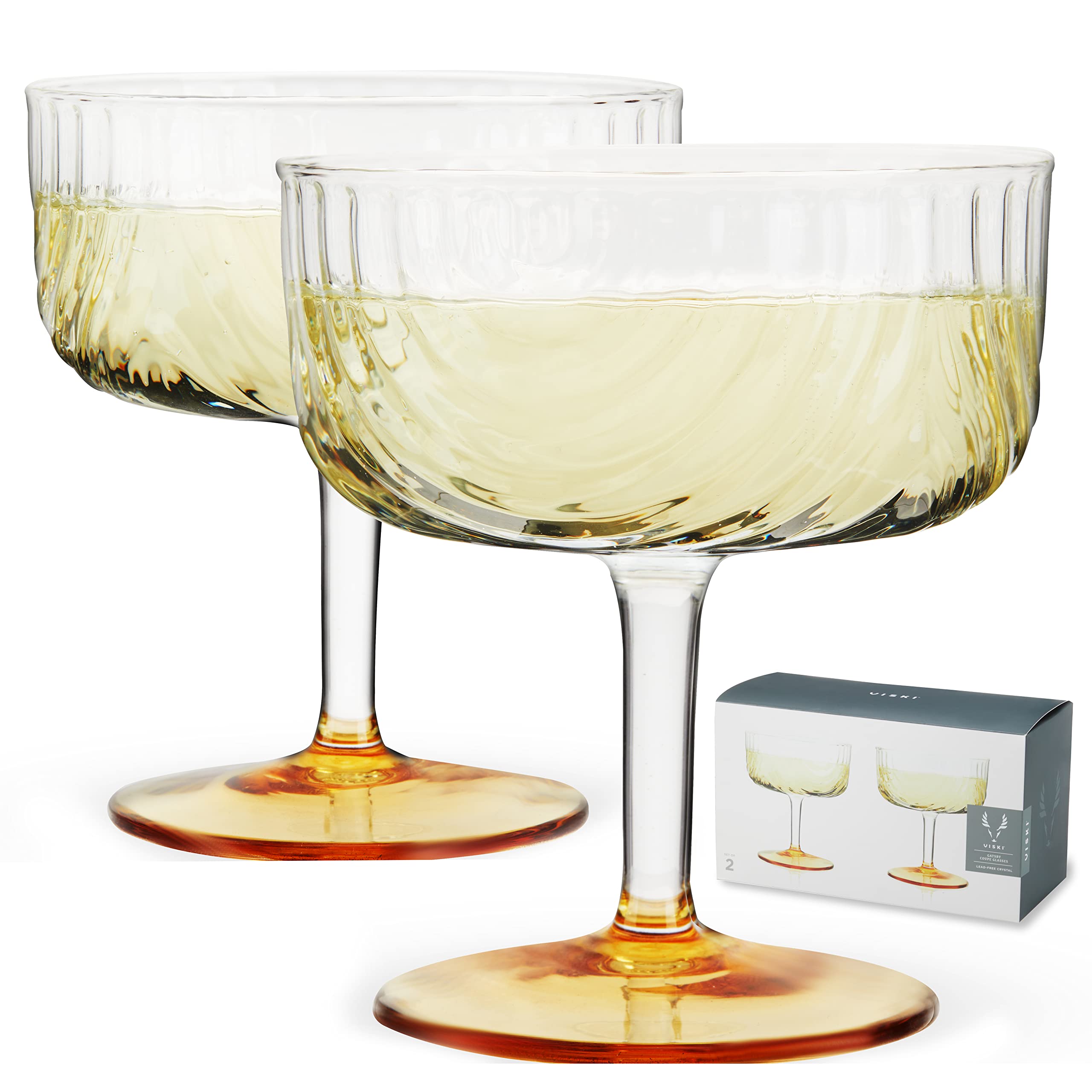 Viski Gatsby Coupes, Stemmed Cocktail Glasses Set of 2