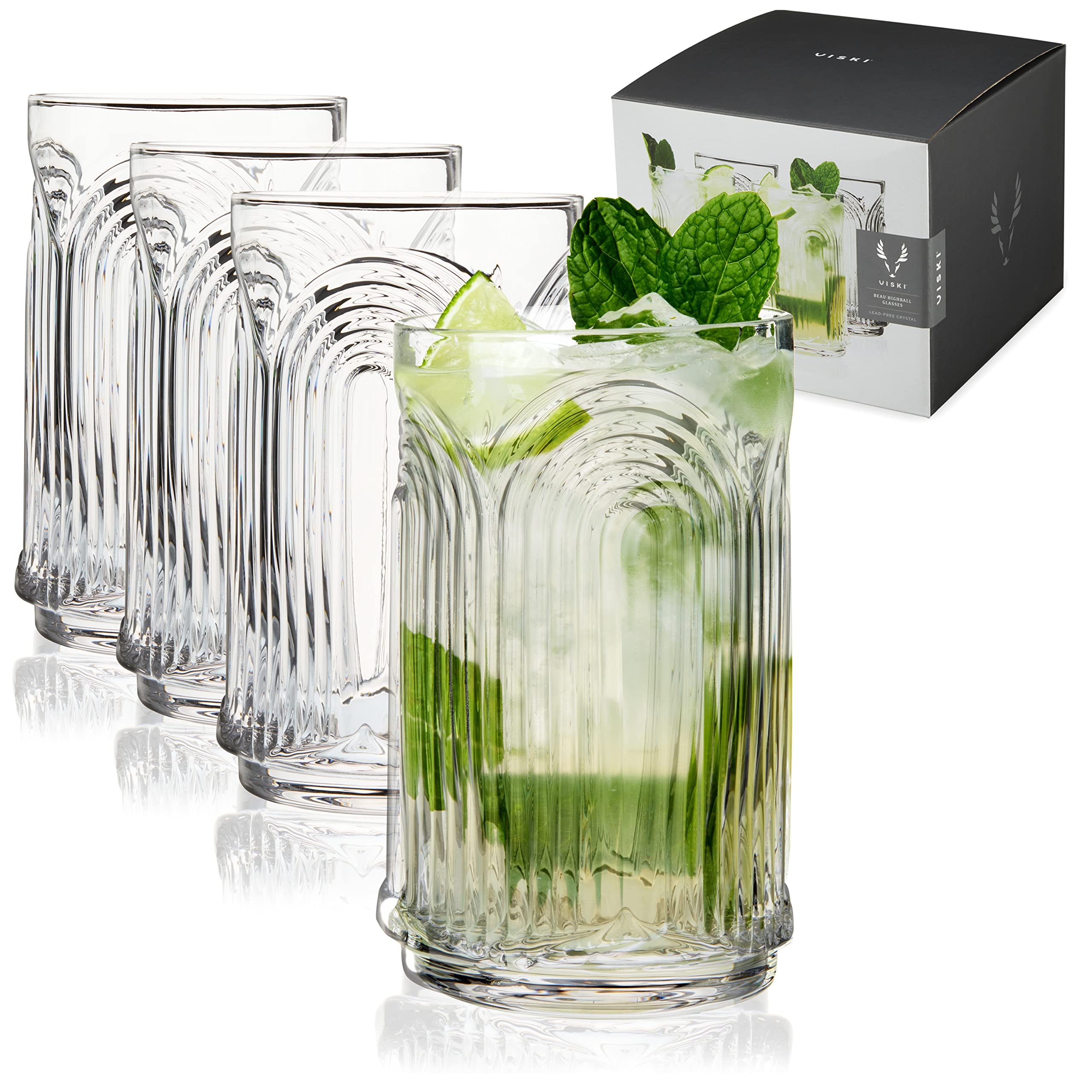 Viski Beau Highball Glasses - Set of 4