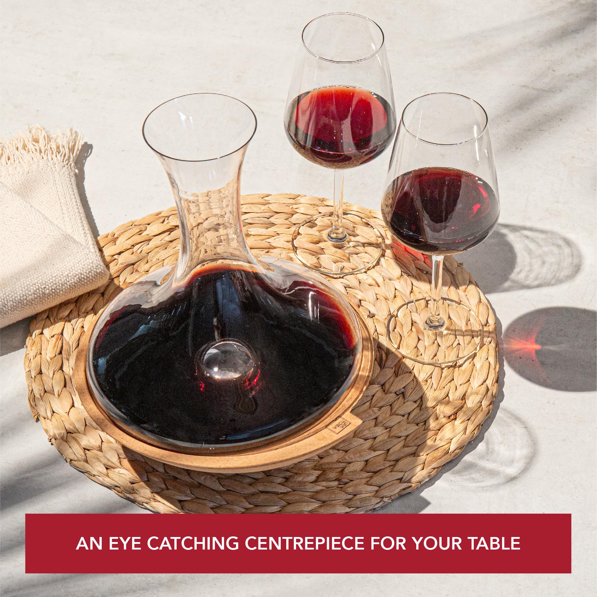 Vacu Vin Swirling Wine Decanter – Rotating Wine Aerator Carafe with Swirl Base