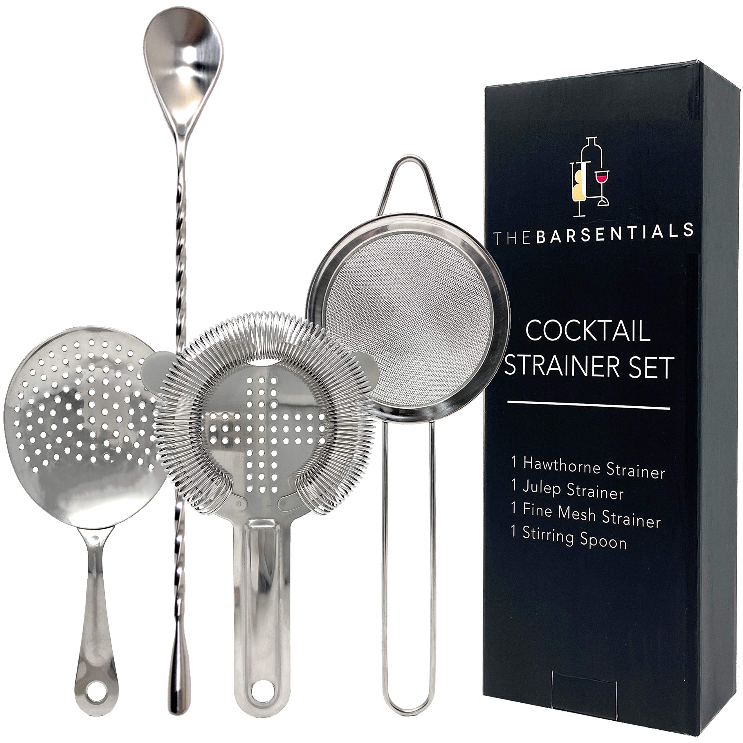 TheBarsentials Cocktail Strainer Set Stainless Steel Bar Tools with Stirring Spoon