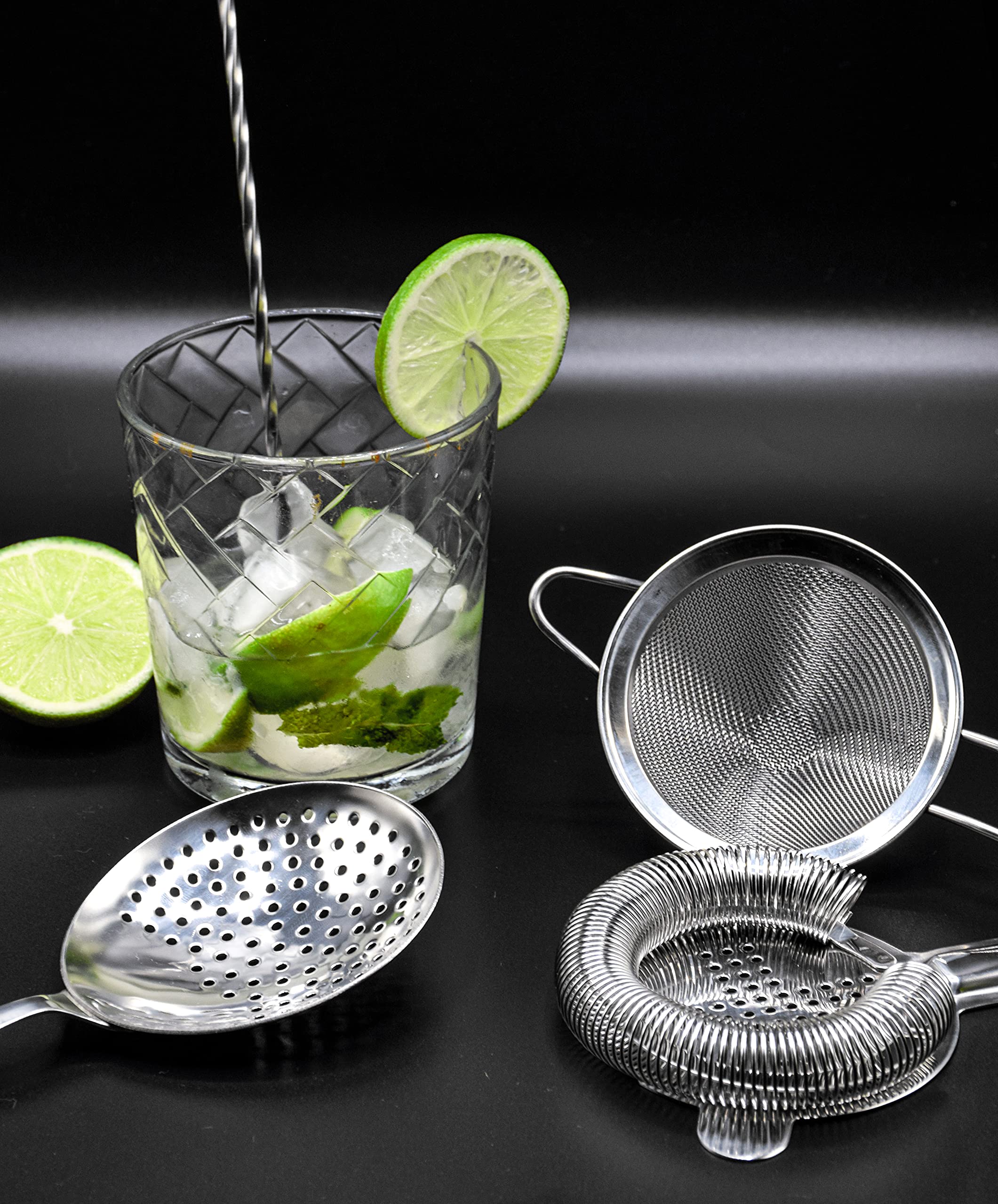 TheBarsentials Cocktail Strainer Set Stainless Steel Bar Tools with Stirring Spoon